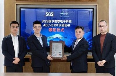 SGS為安芯電子頒發(fā)AEC-Q101認證證書