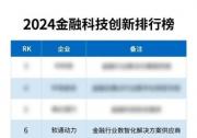 榮譽(yù)彰顯：軟通動(dòng)力榮登 2024金融科技創(chuàng)新榜
